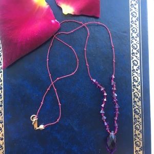 304: Amethyst Crystal Silk Tie Necklace